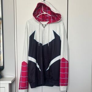 Spider-Man Inspired Zip-Up Hoodie with Pink Web Lining